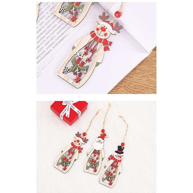 Wooden Diy Christmas Tree Hanging Ornaments Pendant for Home