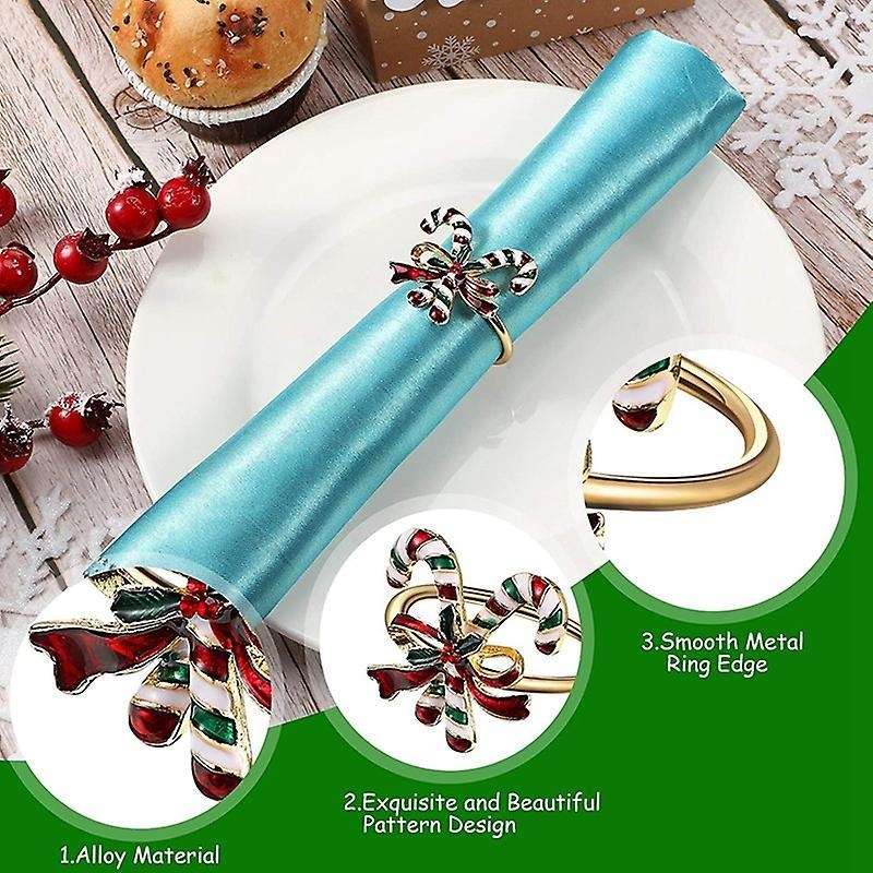 6pcs Christmas Napkin Rings Xmas Napkin Holder Rings Wreath