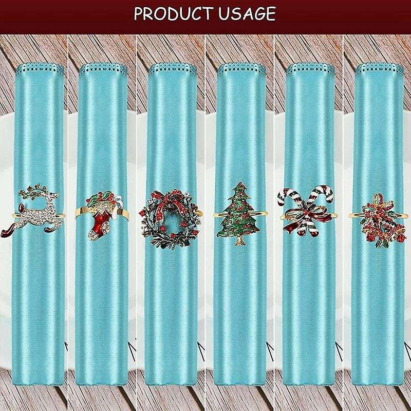 6pcs Christmas Napkin Rings Xmas Napkin Holder Rings Wreath