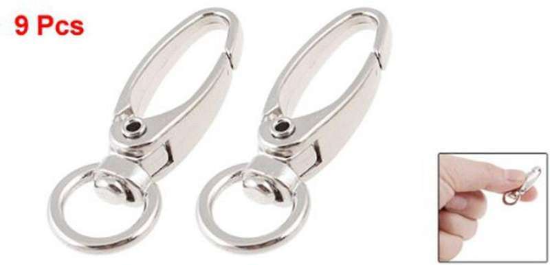 Silver Tone D Swivel Trigger Hooks Key Ring Lobster Clasps 9 Pcs