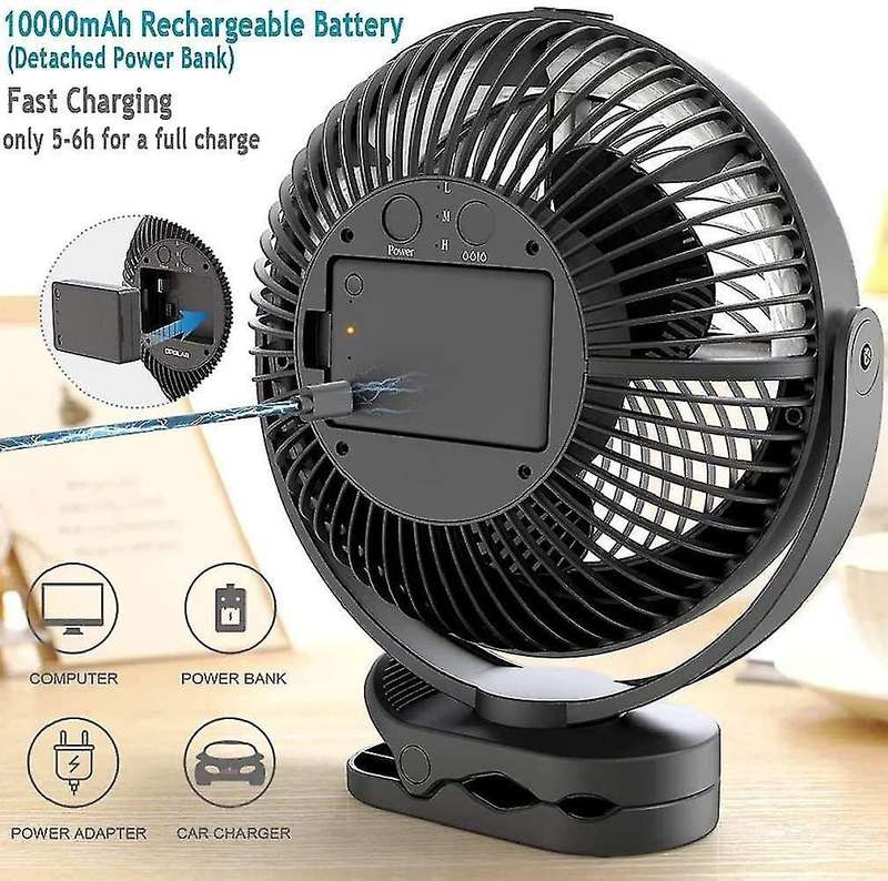 Opolar Usb Desk Fan 10000mah Rechargeable for Office Outdoor Travel