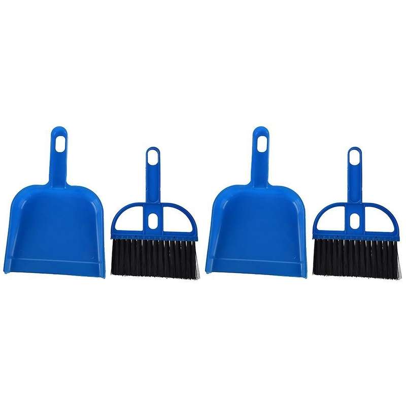 2x Desktop Keyboard Clean Mini Brush Dust Pan Set Blk Blue