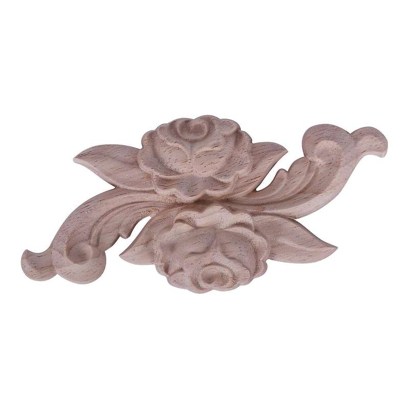1x Rubber Wood Carved Corner Craft Onlay Applique(12*6cm)