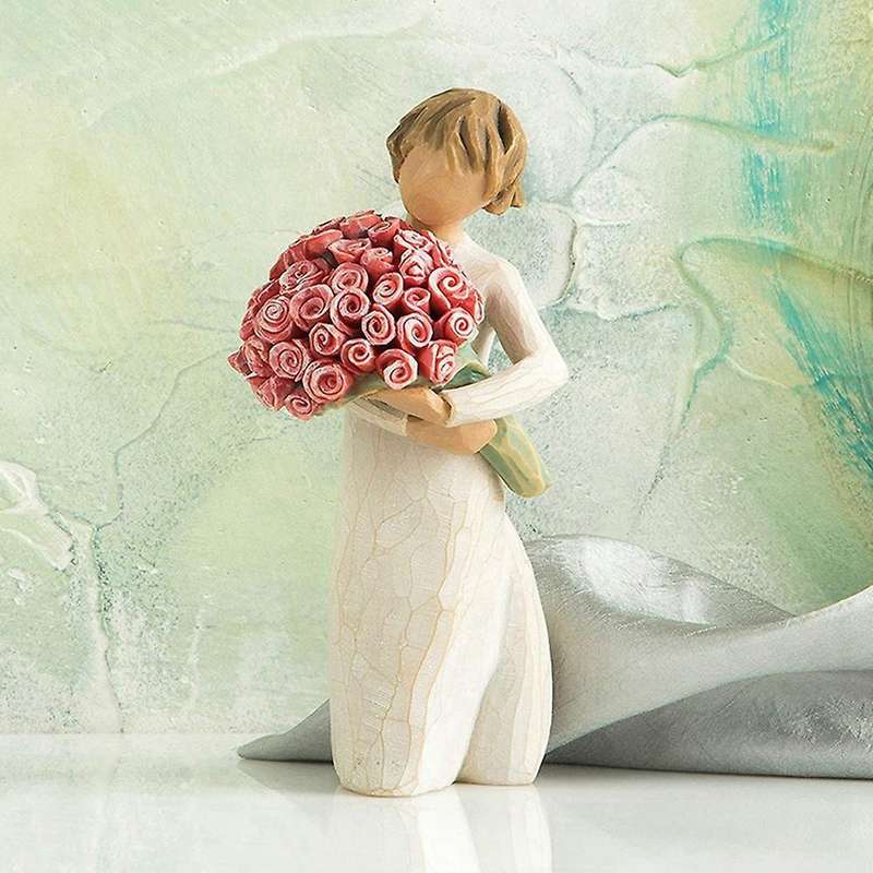 Bouquet Boys Miniature Statues Home Decorations Resin Crafts (yellow)