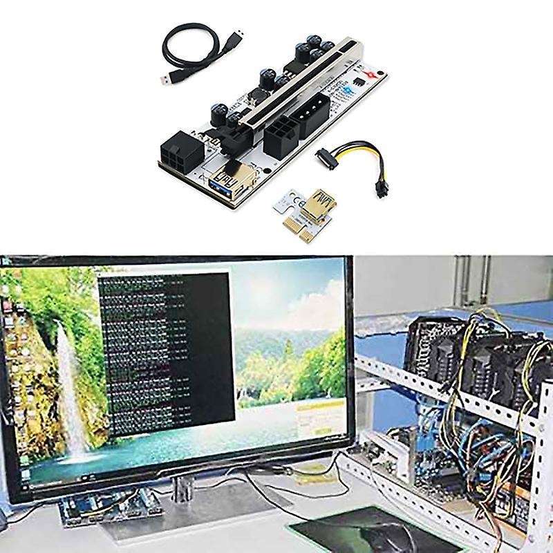 10pcs Ver 010-x Pcie Riser 1x to 16x Graphic Extension with Flash Led