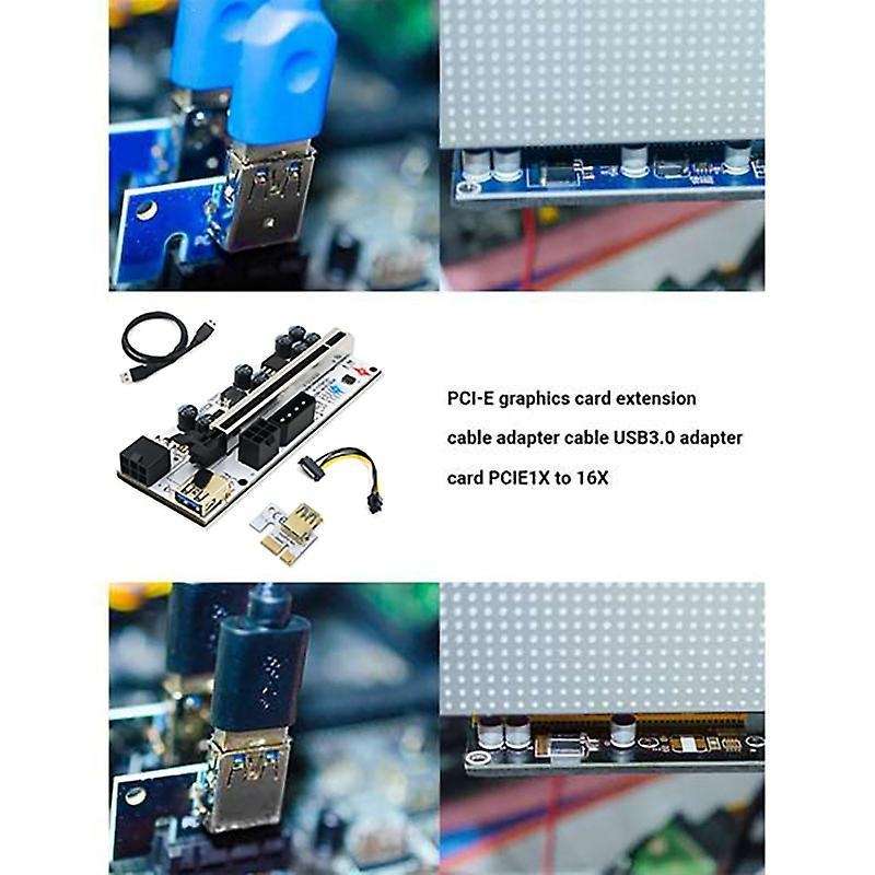 10pcs Ver 010-x Pcie Riser 1x to 16x Graphic Extension with Flash Led