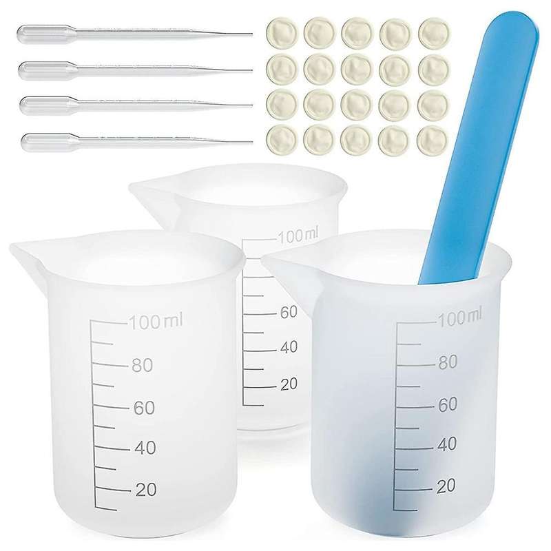 Silicone Measuring Cups Kit with Silicone Popsicle Stir Stick