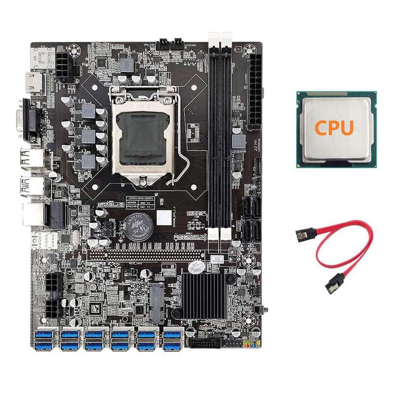 B75 Eth Mining Motherboard with Cpu+sata Cable Usb Miner Motherboard