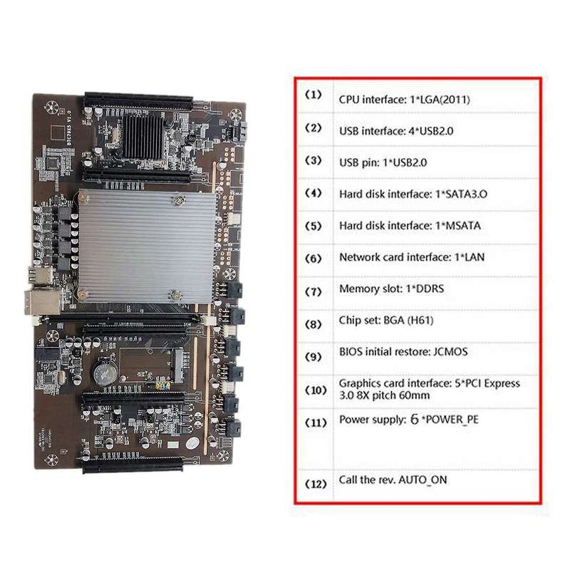 Btc Mining Motherboard Btc79x5 V1.0 Lga 2011 Ddr3 Supports 32g 60mm