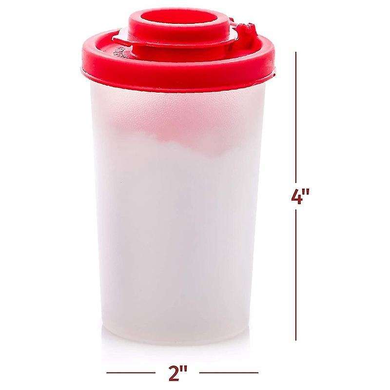 2 Large Salt and Pepper Shakers with Red Covers Lids Jar Dispenser