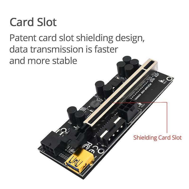 Pcie 1x to 16x Adapter Card Usb3.0 Adapter Board for Btc Miner Black