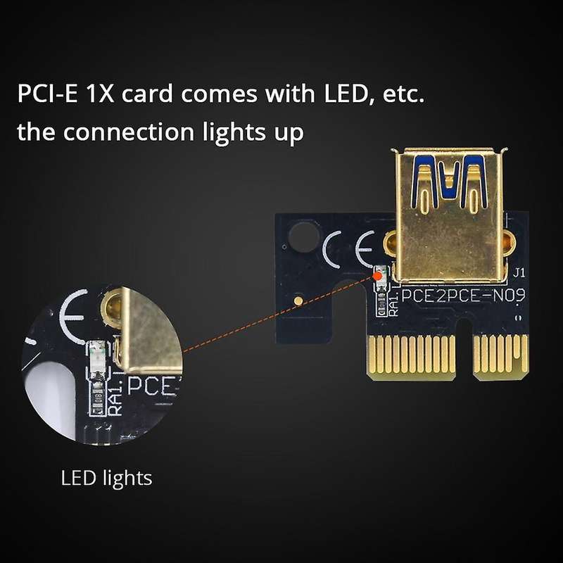 Pcie 1x to 16x Adapter Card Usb3.0 Adapter Board for Btc Miner Black