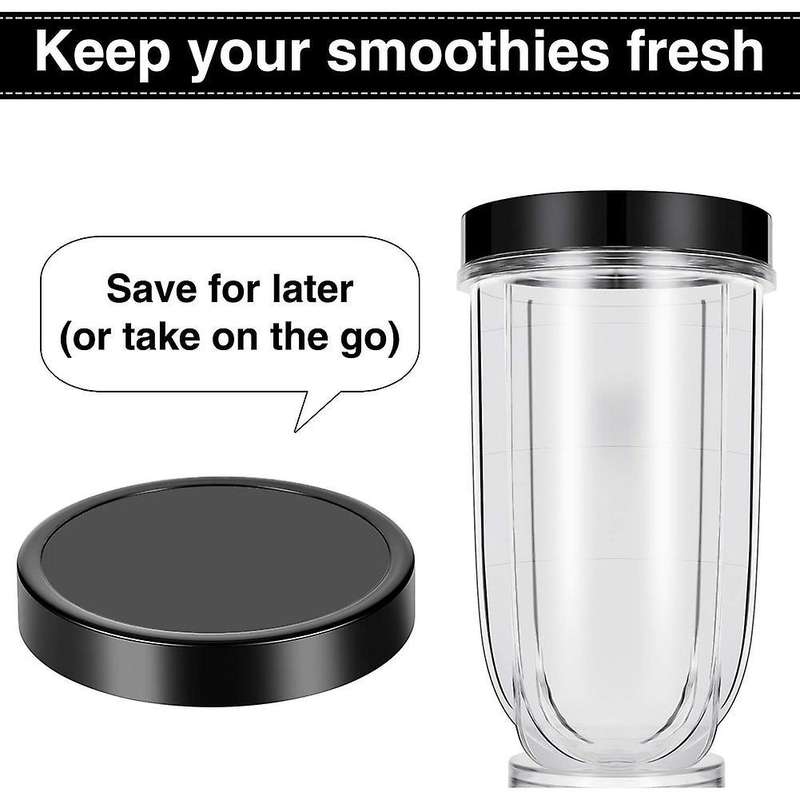 6 Pack Replacement Black Plastic Stay Fresh Lid Parts with 16oz Cup