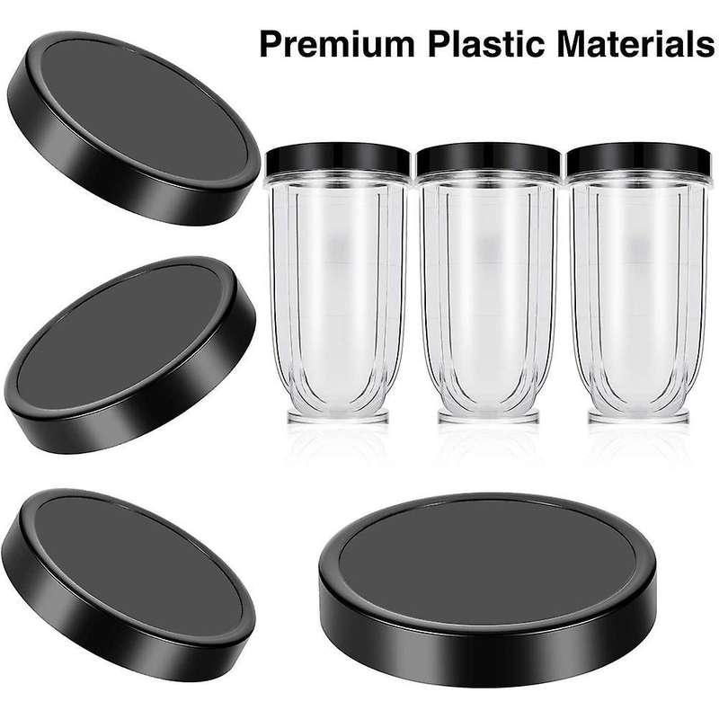 6 Pack Replacement Black Plastic Stay Fresh Lid Parts with 16oz Cup