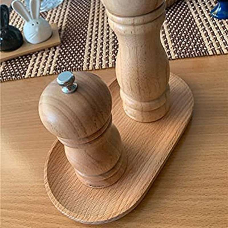 Mini Serving Tray for Jewellery Key Coin Set Of 2, Wood Dessert Tray
