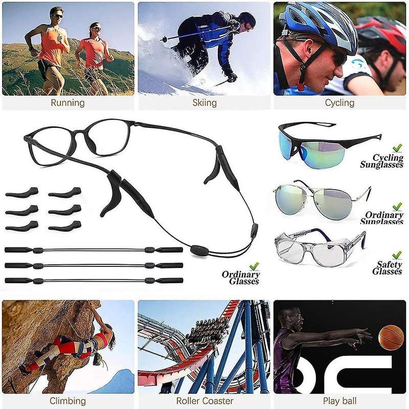 Glasses Strap Adjustable Eyewear Retainer 3pcs Universal Fit Sports
