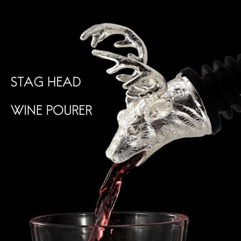 Zinc Alloy Deer Stag Head Wine Pourer Unique Wine Bottle Bar Tools