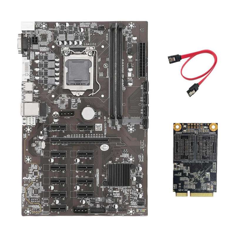 B250b Eth Mining Motherboard+128g Msata Ssd+sata Cable for Btc Miner