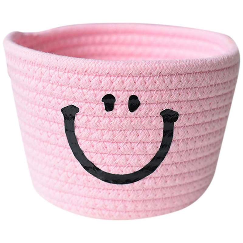 Smile Cotton Rope Basket Woven Storage Basket for Sundries, Pink