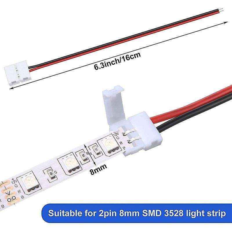 24pcs 8mm 2 Pin Led Strip Light Connector for 8 Mm Wide Flexible Smd