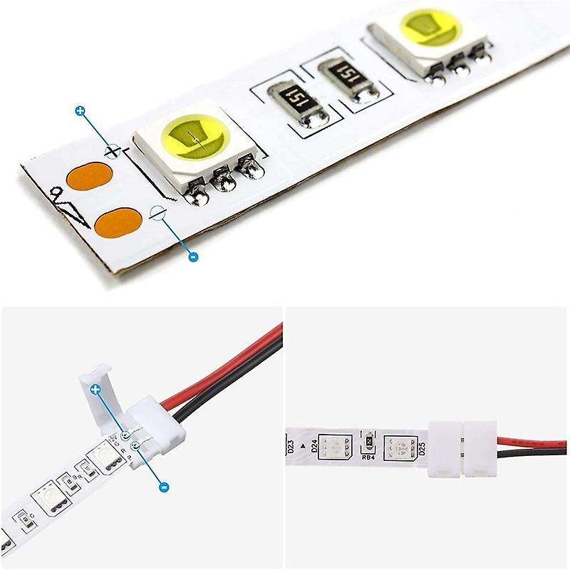 24pcs 8mm 2 Pin Led Strip Light Connector for 8 Mm Wide Flexible Smd
