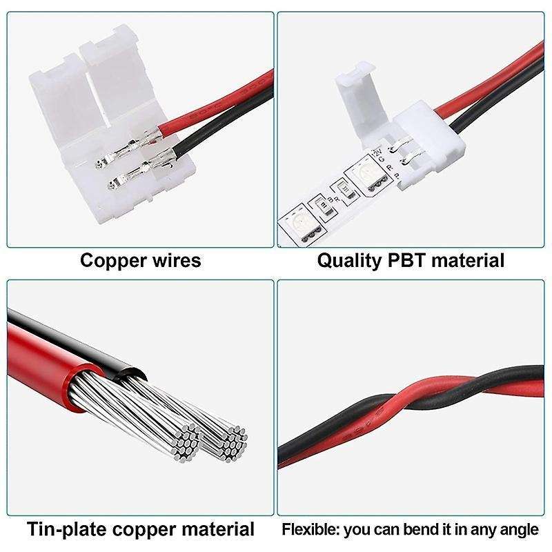 24pcs 8mm 2 Pin Led Strip Light Connector for 8 Mm Wide Flexible Smd