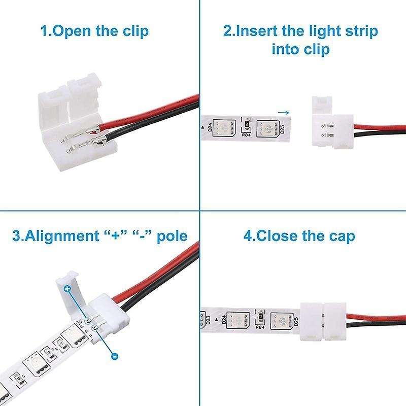 24pcs 8mm 2 Pin Led Strip Light Connector for 8 Mm Wide Flexible Smd