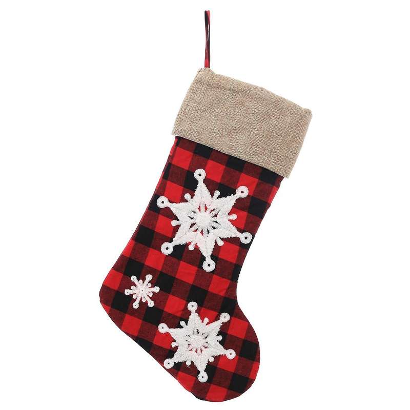 22 Inch Three-dimensional Embroidered Snowflake Christmas Socks (a)