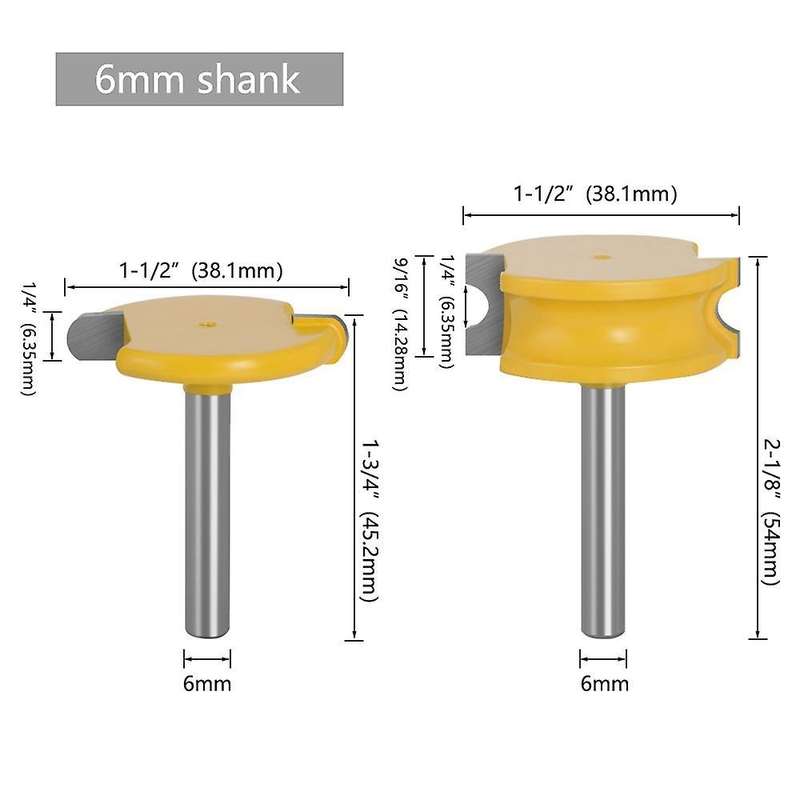 2 Pcs 6mm Shank Router Bit Set Woodworking Tungsten Cobalt Alloy