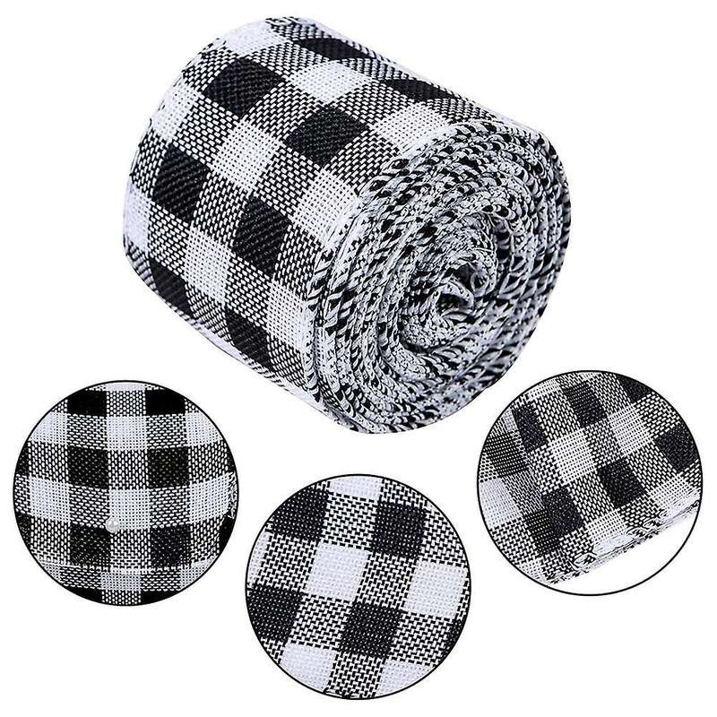 2 Rolls Christmas Ribbon, Christmas Burlap Ribbon Black and White