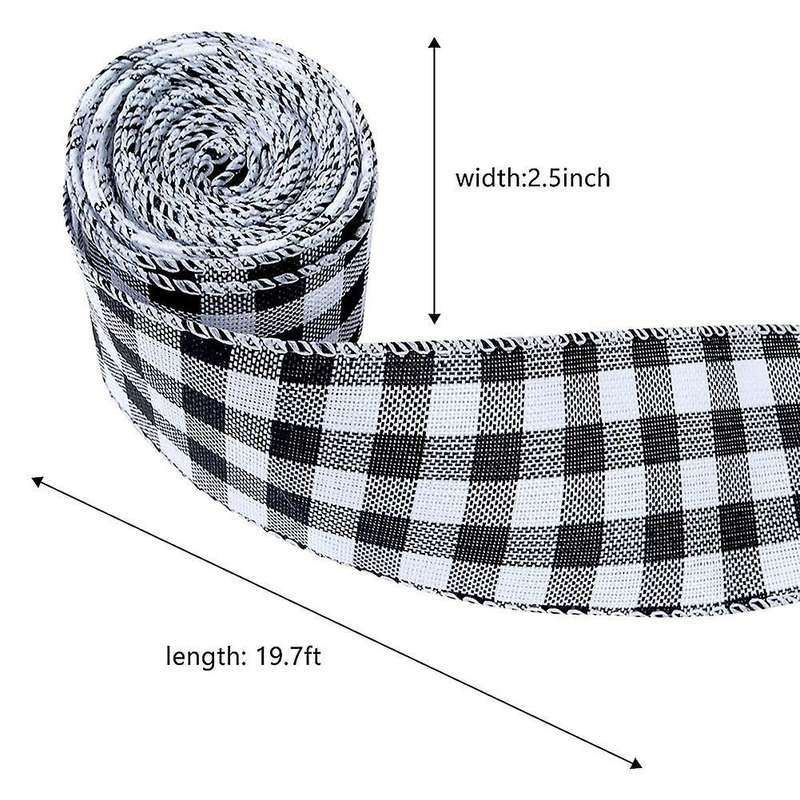 2 Rolls Christmas Ribbon, Christmas Burlap Ribbon Black and White