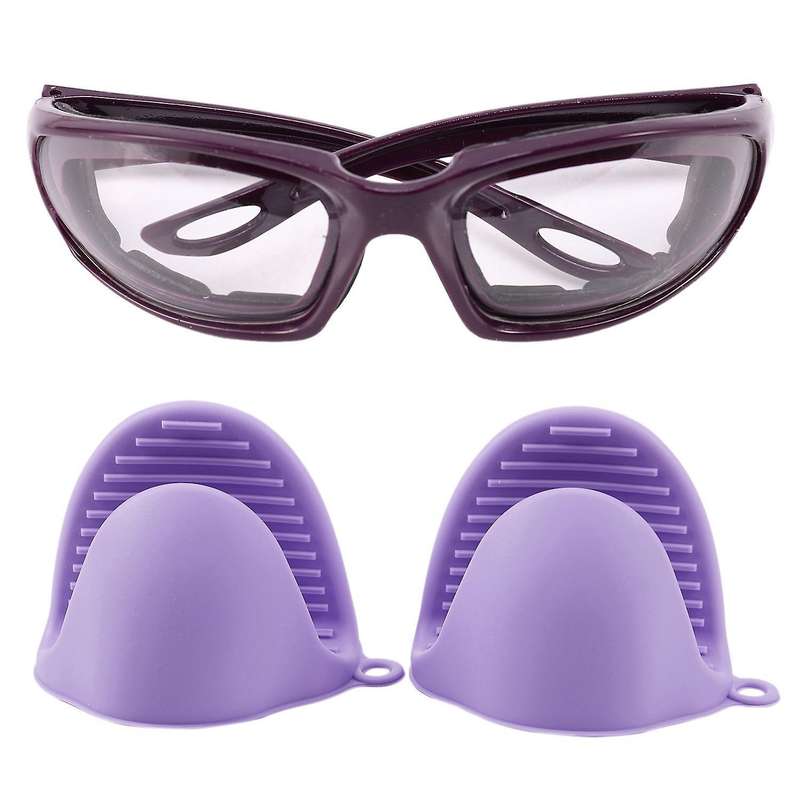 2x Oven Mini Mitts Silicone Heat Resistant Anti-scald Gloves Purple