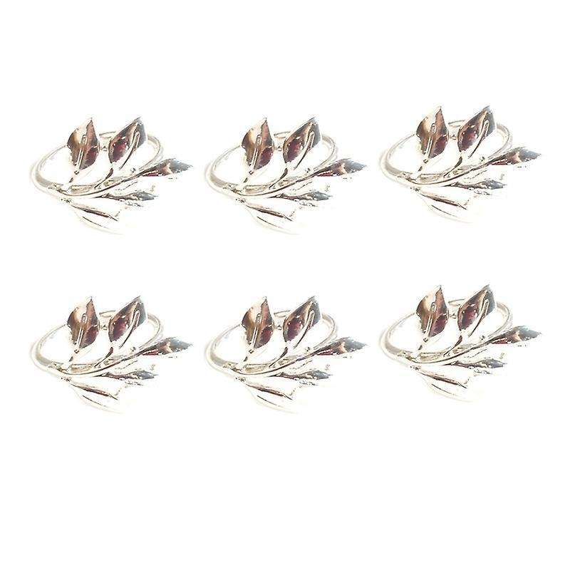 6pcs Fall Leaves Napkin Rings Christening Metal Wedding Gifts Party B