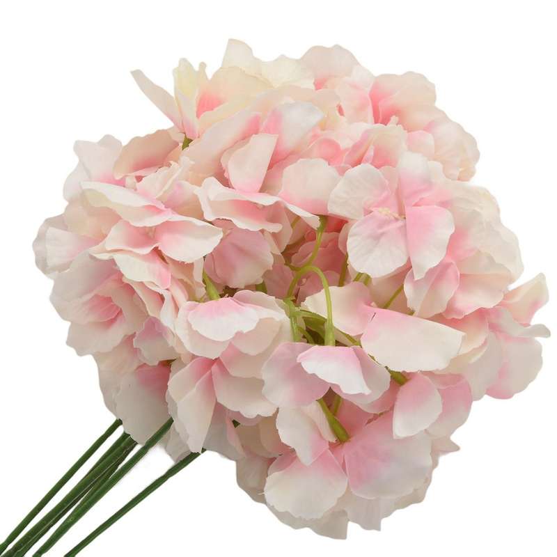 Artificial Hydrangea Flower 5 Big Heads Bouquet Pink