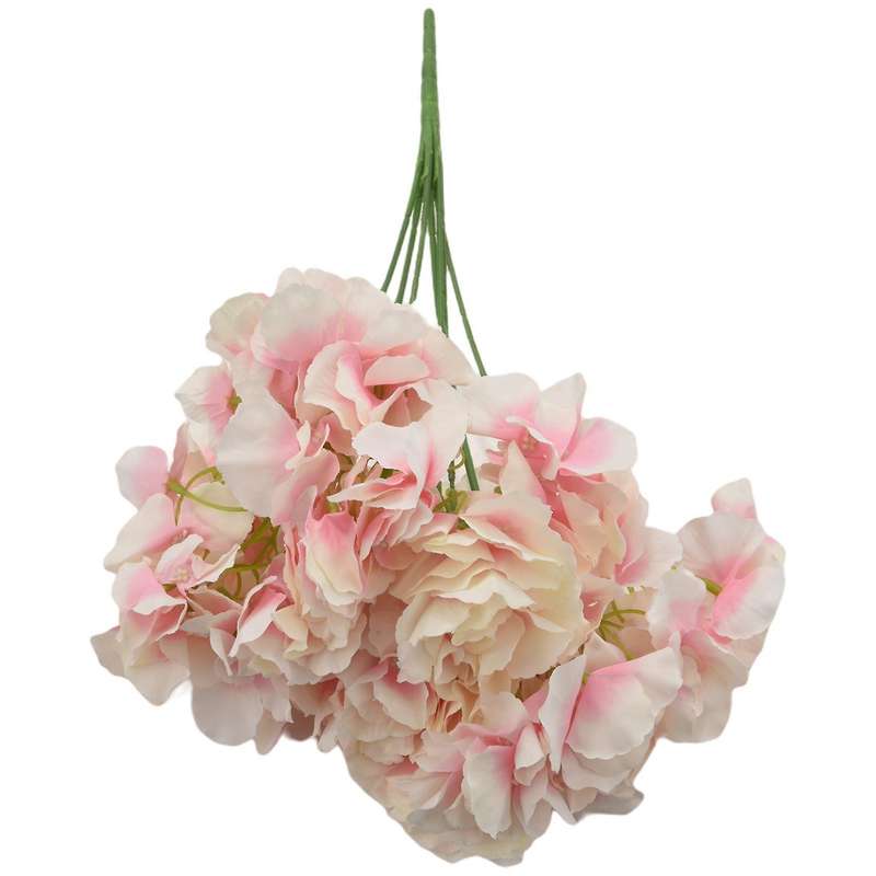 Artificial Hydrangea Flower 5 Big Heads Bouquet Pink