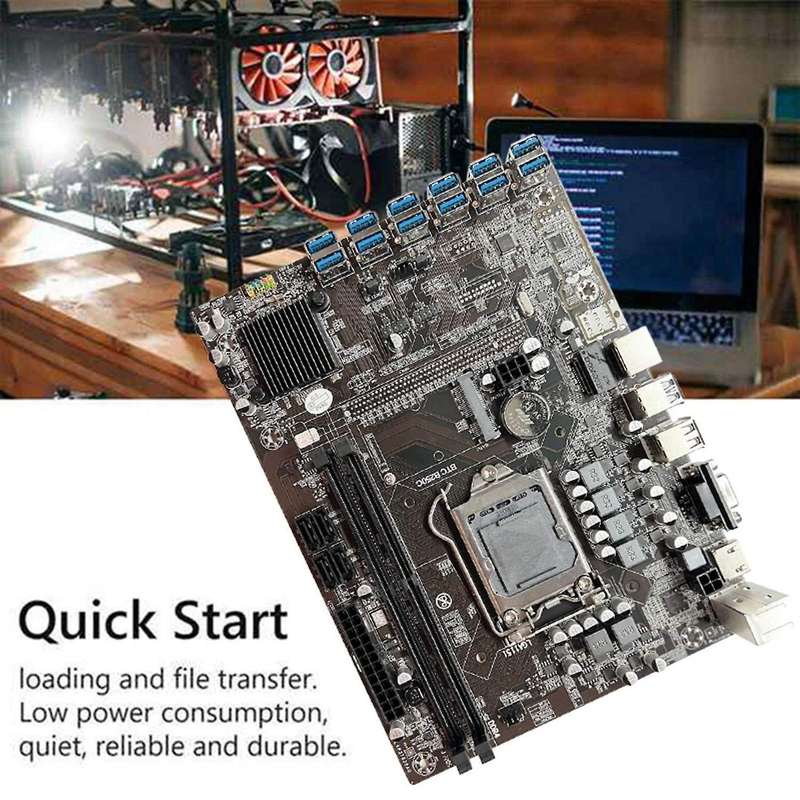 B250c Btc Mining Motherboard+ Cable 12xpcie to Usb3.0 Graphics Card