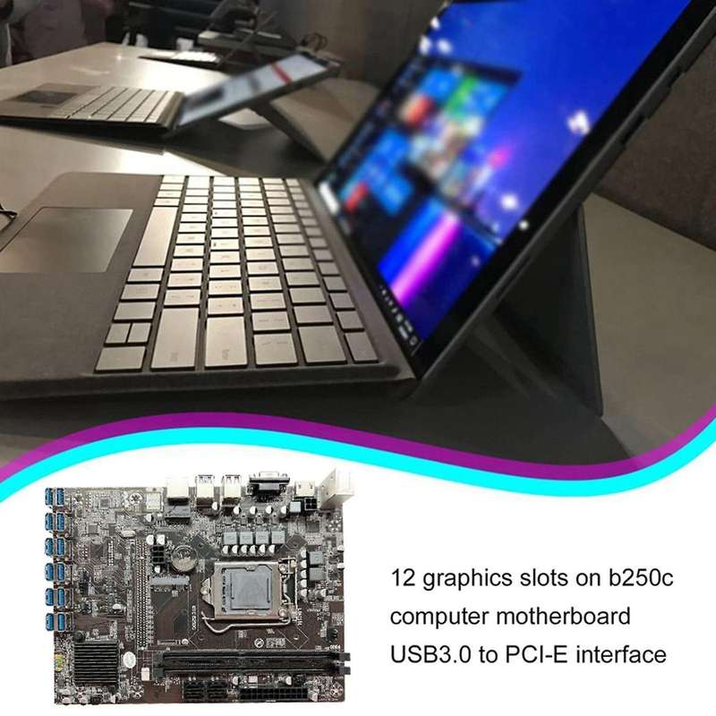 B250c Btc Mining Motherboard+ Cable 12xpcie to Usb3.0 Graphics Card