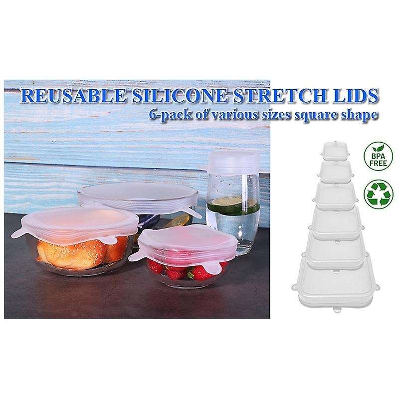 6pcs Reusable Silicone Lids,square Covers for Food Bowl Wraps, Safe