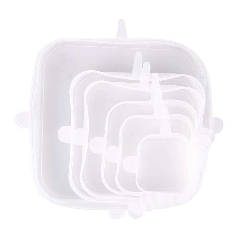 6pcs Reusable Silicone Lids,square Covers for Food Bowl Wraps, Safe