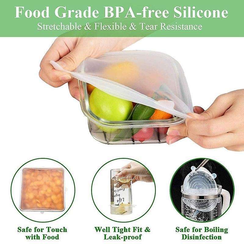 6pcs Reusable Silicone Lids,square Covers for Food Bowl Wraps, Safe