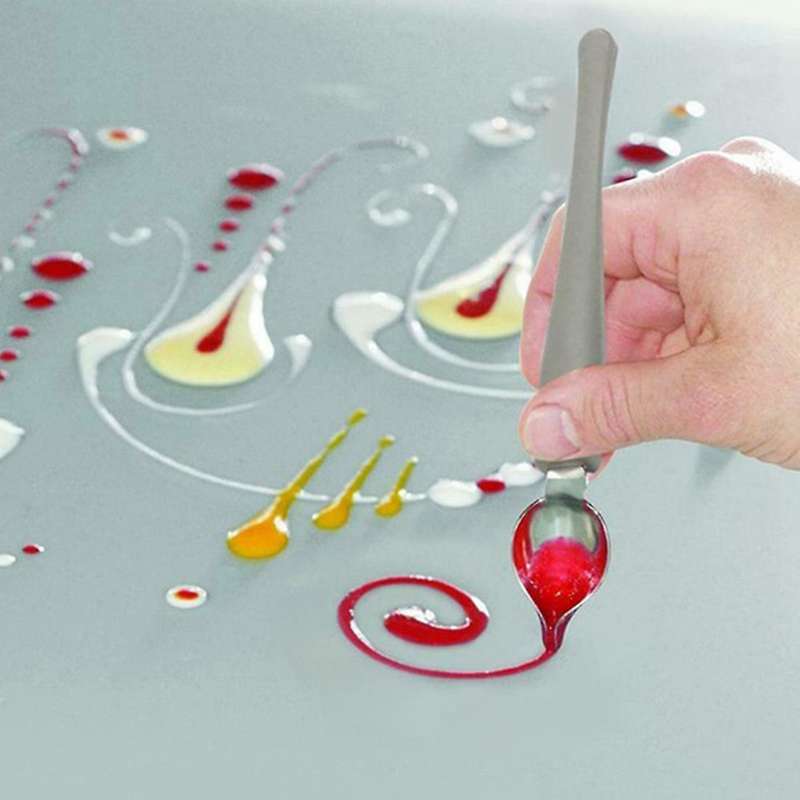 4 Pcs Drawing Decorating Spoon Chocolate Spoon Fruit Tool