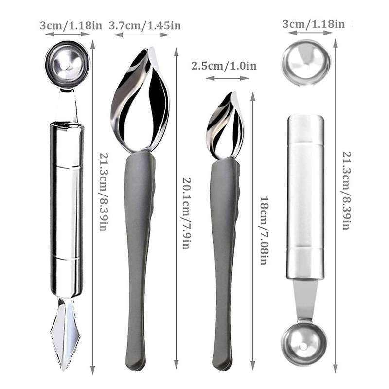 4 Pcs Drawing Decorating Spoon Chocolate Spoon Fruit Tool