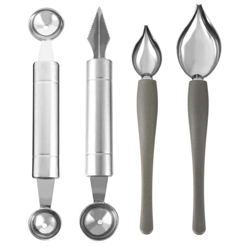 4 Pcs Drawing Decorating Spoon Chocolate Spoon Fruit Tool