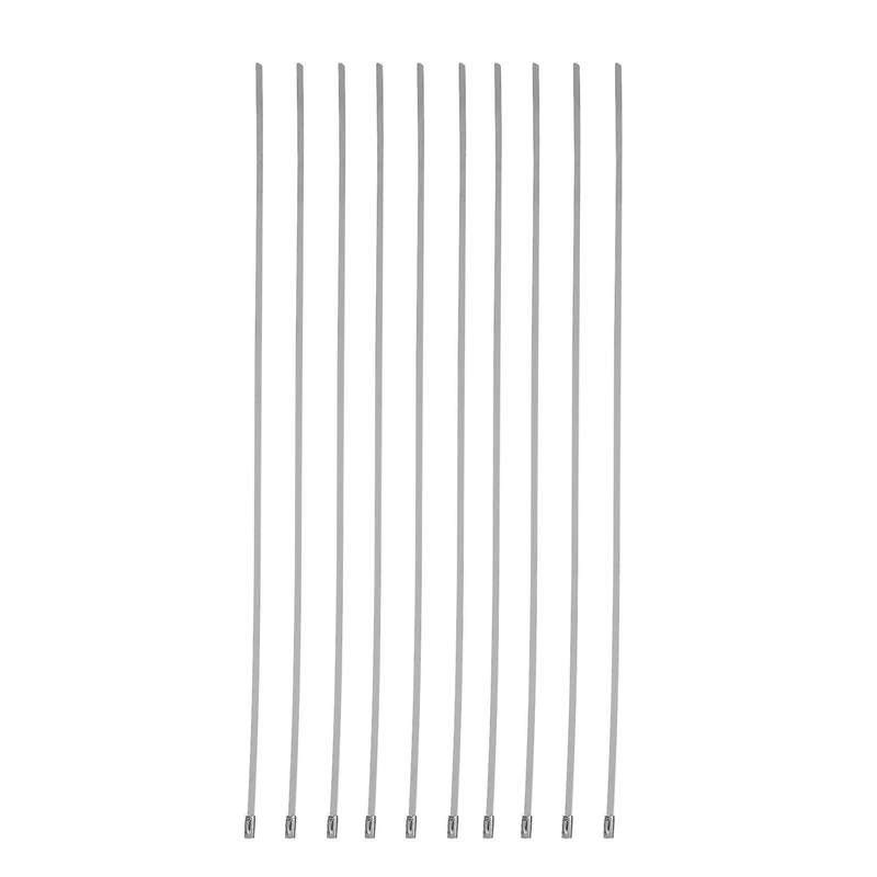 10pcs 17.7" Stainless Steel Locking Cable Ties Silver