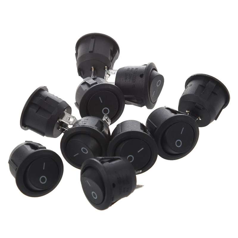 10pcs Ac 6a 10a 250v On Off Snap In Spst Round Boat Rocker Switch Black