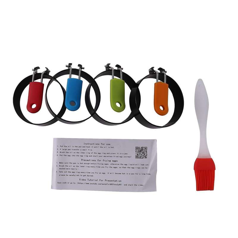 4pcs Stainless Steel Egg Rings with Handle,for Fried Eggs,pancakes