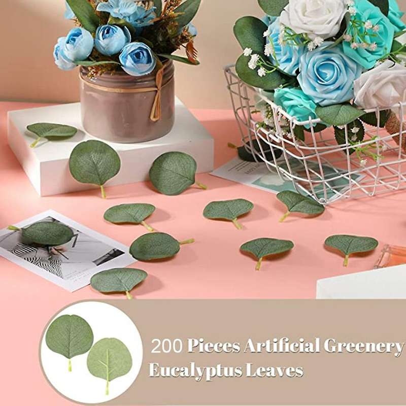 200 Pieces Fake Greenery Eucalyptus Silk Eucalyptus Plant for Diy