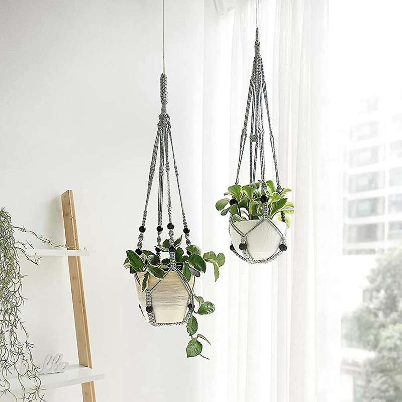 Plant Hook Indoor Hanging Flowerpot Basket Grey