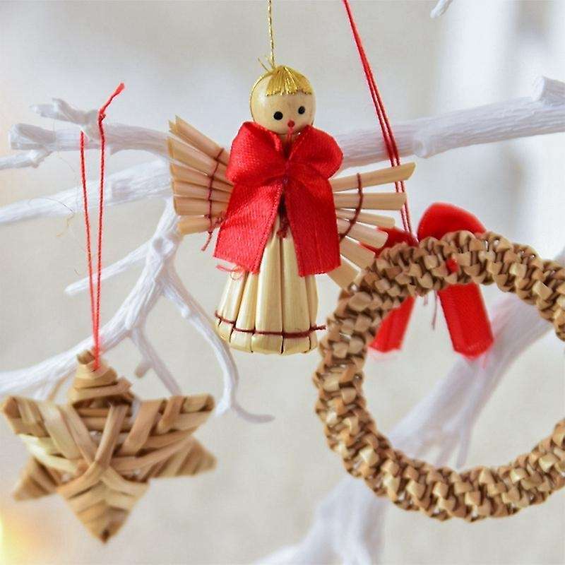 1set Christmas Straw Pendant Christmas Tree Ornaments B