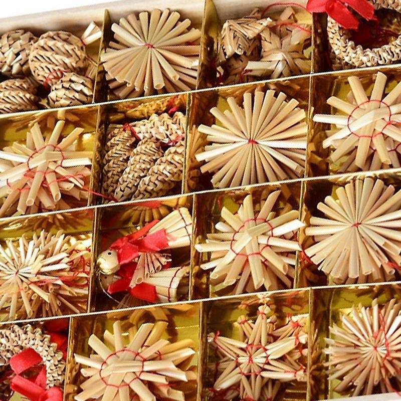 1set Christmas Straw Pendant Christmas Tree Ornaments B